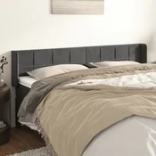 Vidaxl vidaXL Vzglavje s krilci temno sivo 203x16x78/88 cm žamet