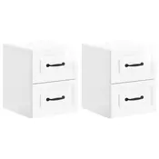 vidaXL Stenski nočni omarici 2 pcs Bela visok sijaj 34,5 x 33 x 40 cm