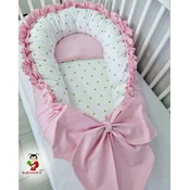 Bubamara037 Gnezdo za bebe sa karnerom Tackice, Roze-Belo