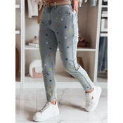 Spodnie damskie jeasnowe slim fit w gwiazdki SHINYFIT niebieskie Dstreet
