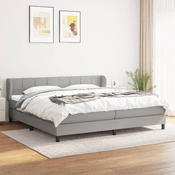 Greatstore Box spring postelja z vzmetnico svetlo siva 200x200 cm blago