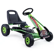 Costway Otroški poganjalec pedalni gokart dirkalnik 4 kolesa zelena