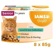 IAMS IAMS DELIGHTS Senior Land & Sea Collection v omaki, mokra hrana za mačke, 8x85g