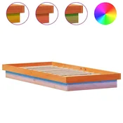 Vidaxl LED posteljni okvir voščeno rjav 100x200 cm trdna borovina