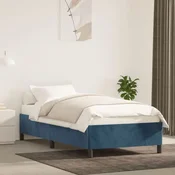 shumee vidaXL Posteljni okvir brez vzmetnice, temno moder, 90x200 cm, žamet
