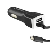 Avtomobilski polnilnik Qoltec 12–24 V | 17 W | 5 V | 3,4 A | USB + mikro USB kabel