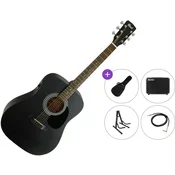 Cort AF510E Premium SET Black Satin Elektroakustična dreadnought