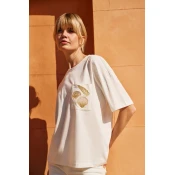 Marisse White T-Shirt With A Hat On The Pocket