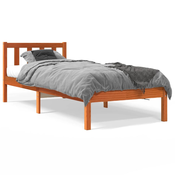 vidaXL Posteljni okvir medeno rjav 90x190 cm trdna borovina