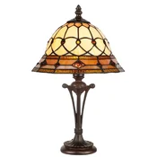 Casa Padrino luxury Tiffany table lamp lamp multicolored A� 25 x H. 47 cm - Round Tiffany desk lamp - Tiffany stool lamp - Tiffany lights - Luxury interior - Luxury lights