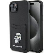 Karl Lagerfeld KLHCP15SSAPKCNPK iPhone 15 6.1 black hardcase Saffiano Cardslot KarlChoupette Metal Pin (KLHCP15SSAPKCNPK)