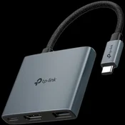 TP-Link UH3020C USB Type-C 3-Port Hub, 1 x USB-C Connector,1 x HDMI 4K 60Hz Port, 1 x USB-C PD 100W Port,1 x USB-A 3.0 Ports, Plug and Play, Self-storage for Connector, Fast Heat Dissipation, Flexible and Durable