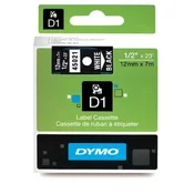 Dymo D1 traka za pisač etiketa 12 mm x 7 m bijela/crna NDY0720610