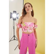 Trendyol Multicolored Floral Patterned Crop Woven Bustier