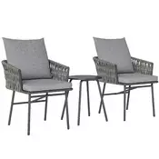 Homestar Bistro komplet 3-delni ratan zunanji set 58x63x69 cm siva
