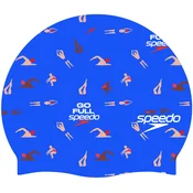 Speedo slogan printed cap swimmers modra