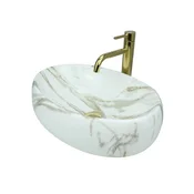 shumee GTM Design Aufsatzwaschbecken 48 cm - Glanz Modern Waschbecken ohne Hahnloch - Elegant Aufsatzwaschbecken Oval für Badezimmer und Gäste WC - nur Bad Waschbecken