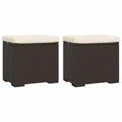 Vidaxl Tabure z blazino 2 kosa rjave barve 40x30x40 cm poli ratan