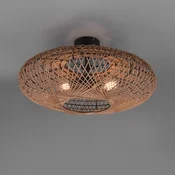 Trio Lighting Stropna svetilka Hedda iz sisala in kovine - Dnevna soba/jedilnica - črna mat, rjava - Kovina