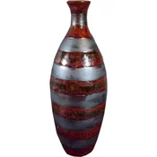 shumee Elegantna kamnita vaza s črtami v opečnato sivi barvi, 28x11 cm