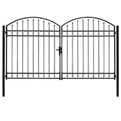 vidaXL Dvojna vrata za ograjo zaobljena jeklo 300x200 cm črna