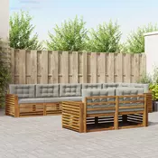 Set vanjskih sofa s jastukom 8 pcs Prirodna i svijetlo siva