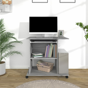 vidaXL Računalniška miza siva sonoma 80x50x75 cm konstruiran les