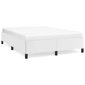 Vidaxl Posteljni okvir brez vzmetnice bel 140x190 cm umetno usnje