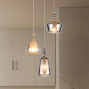 Trio Lighting Visoka svetilka Aldea, O 28 cm, bela/jantar/krom, steklo, 3-delna. - Dnevna soba/jedilnica - bel, jantar, krom