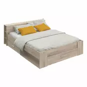 eoshop Večnamenska postelja 160x200 cm z vzglavjem-polico in predali, hrast Kronberg