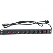Kabl 230V razvodni PDU panel 19, 1U sa 8 uticnih mesta,1.8m C14 (PDU-8SP-1U-C14)