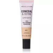 Makeup Revolution Conceal & Define matirajoči tekoči puder odtenek F5NW 23 ml