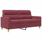 Vidaxl Kavč dvosed vinsko rdeč 140 cm blago