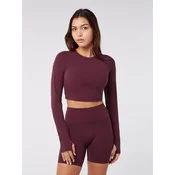 YO-GAYA Športni top Long Sleeve Crop Top burgund