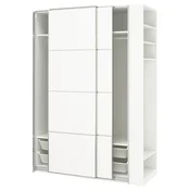 PAX/MEHAMN Garderobna omara z drsnimi vrati, bela aluminij/bela bela, 170x66x236 cm