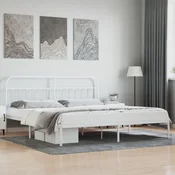 shumee vidaXL Kovinski posteljni okvir z vzglavjem bel 193x203 cm