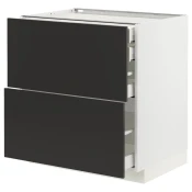 METOD / MAXIMERA Pod.orm.2front/2dnj/1srd/1vis.fiok, bela/Nickebo boja antracita, mat, 80x60 cm