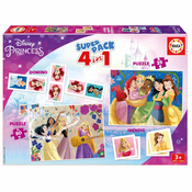 Superpack 4v1 Disney Princess Educa domino pexeso a puzzle s 25 a 50 dielikmi od 3 rokov EDU19683