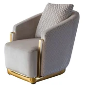 Casa Padrino luxury armchair gray/gold 87 x 83 x H. 75 cm - Living room armchair - Hotel armchair - Living room furniture - Hotel furniture - Luxury furniture - Luxury furnishings