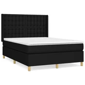 Greatstore Box spring posteljni z vzmetnico črn 140x190 cm blago