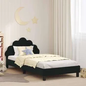 Vidaxl Otroški posteljni okvir z vznožjem Črna 90 x 190 cm Žamet