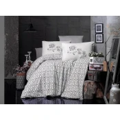 Posteljina za francuski ležaj Vogue Mici, 200×220cm, Belo-siva