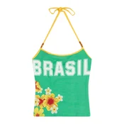 Bershka Top  rumena / zelena / rdeča / bela