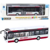 slomart LEAN TOYS Mestni avtobus, kovina, zvok, luči, 1:42, rdeč