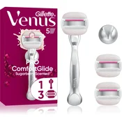 Gillette Venus PRO ComfortGlide Sugarberry ženski brivnik z držalom za prho + nadomestne britvice 5 kos