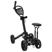 vidaXL Golf Trolej s sjedištem Crna 85 x 67 x 114 cm Aluminij