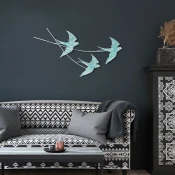 Opviq Zidna dekoracija Wallow 4, 42x70 cm, Belo-zlatne boje