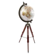 Casa Padrino deco globe multicolored/brown/antique brass H. 78 cm - Height adjustable globe with tripod - Office decoration - Living room decoration - Decorative accessories