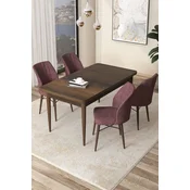 Hanah Home Set Trpezarijski sto i 4 stolice Arp, Prljavo roze