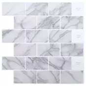 vidaXL Podhodna ploščica 50 pcs Beli marmor 30 x 30 cm
